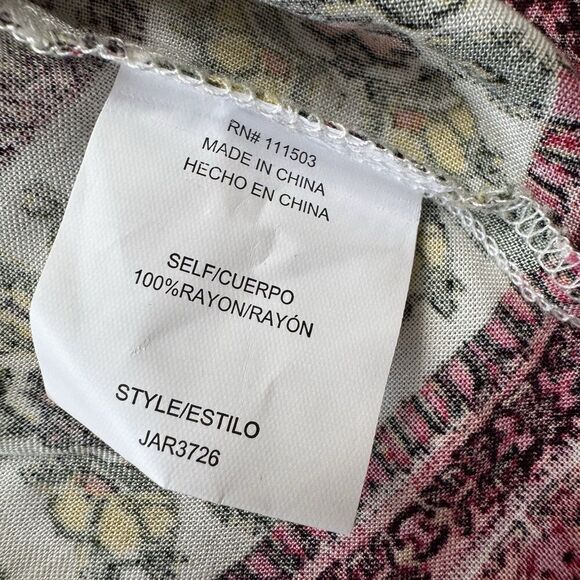 Anthropologie Fig & Flower Floral Top Medium Boho Artsy Red Colorful Peasant - Picture 4 of 8